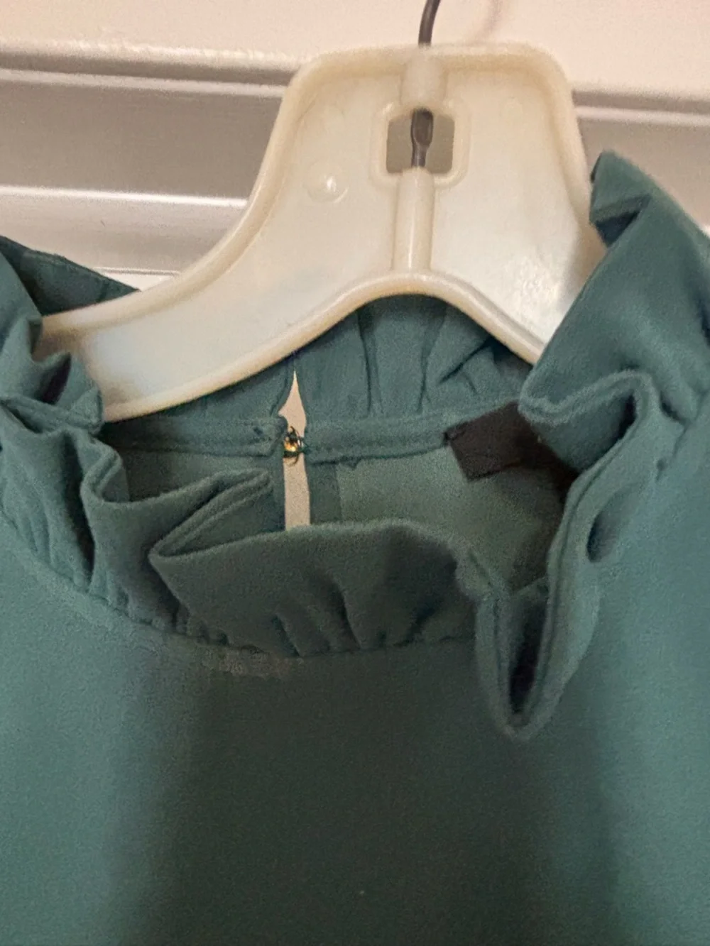 J Crew Womens Dark Green Ruffle Mock Neck Long Sleeve Blouse